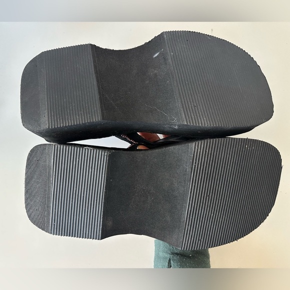 Vintage 90s Y2K Lower East Side beaded thong Flip Flop Chunky Platform Sandals - Picture 8 of 9